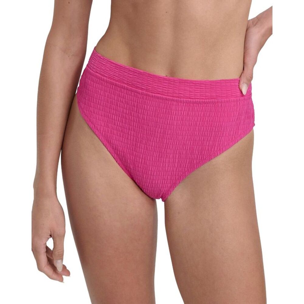 DKNY Womens Textured High Waist Bikini Bottoms Large Wildberry - NWT